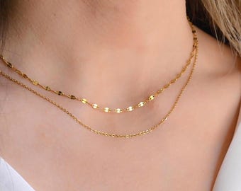 Layered Gold Chain Necklace Stack Set, Dainty Gold Necklace, Simple Cute Chain Necklace Set, Dainty Gold Chain Choker Necklace