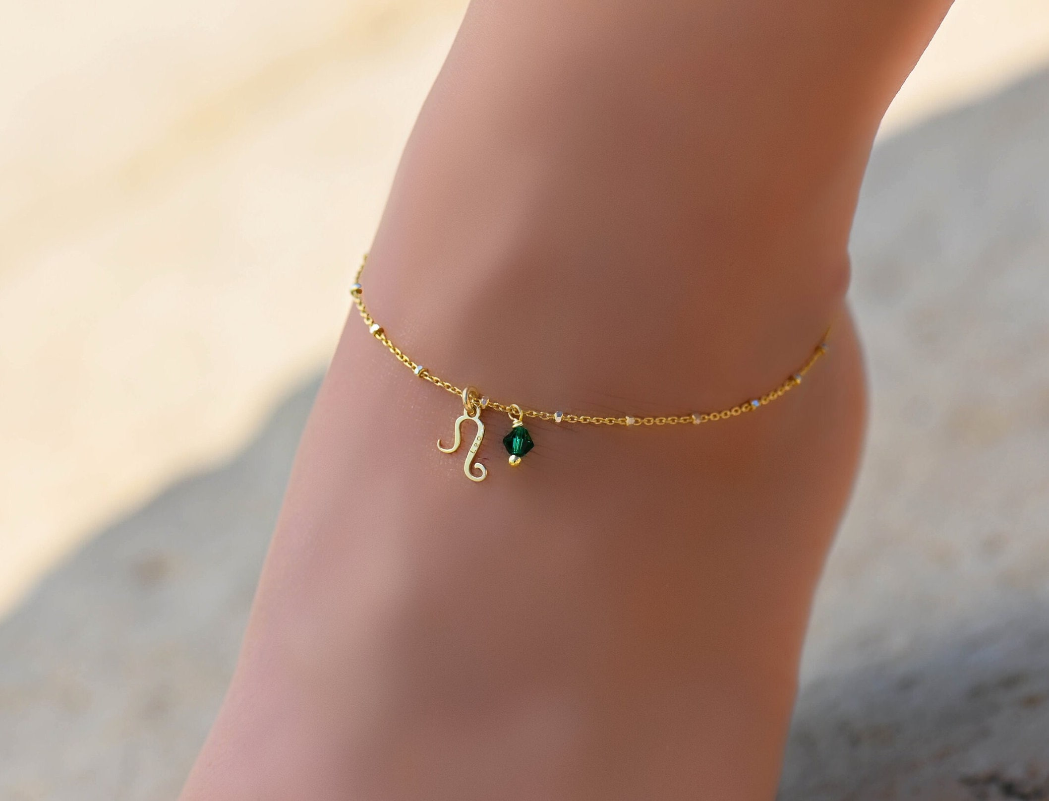 Gold Virgo Zodiac Anklet Anklet Gold Ankle Bracelet Gold
