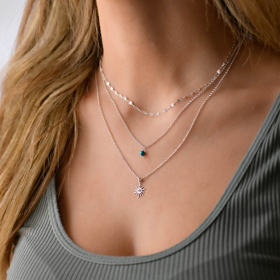 Sterling silver layered chain on sale necklace