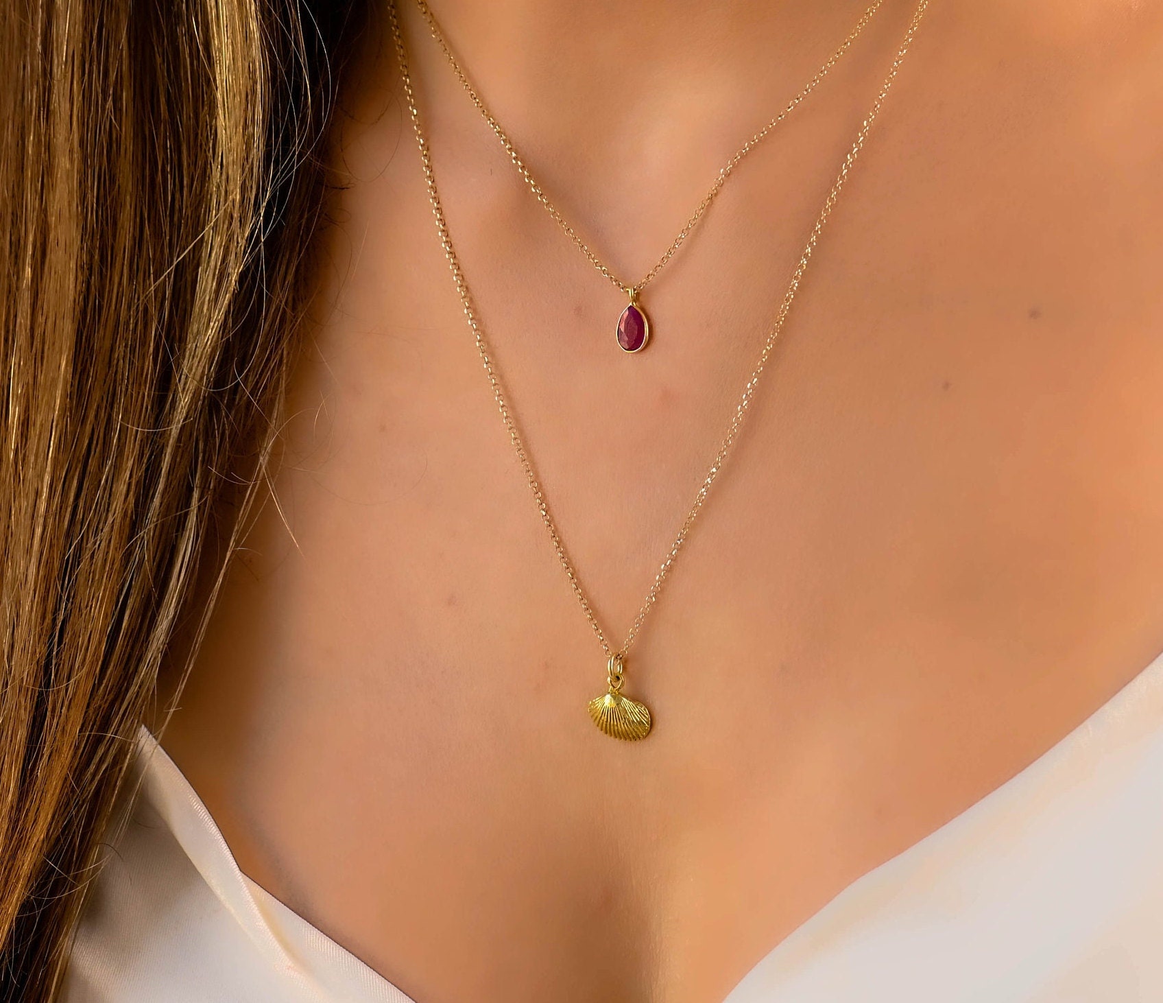 Gold double deals necklace set