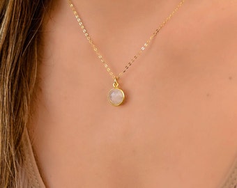 Dainty Moonstone Stone Gold Necklace, Gold Necklaces for Women, Moonstone Stone Pendant Necklace, Natural Stone Necklace for Women
