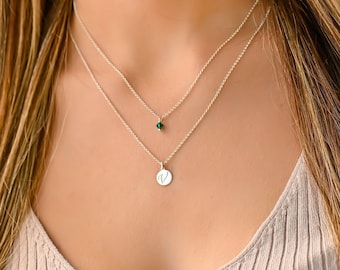 Layered Initial Necklace Set Silver, Layered Necklaces for Women, Multi Strand Necklace, Double Necklaces for Women, Initial V necklace