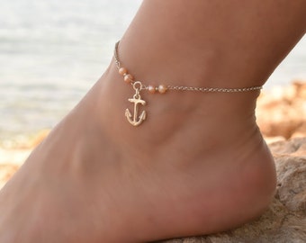 シルバービーズ付きの調節可能なアンクレット - Etsy 日本