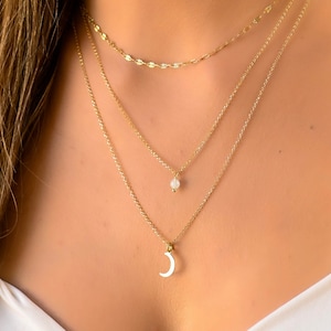 Mehrreihige Gold Mond Halskette Set, Halsketten für Frauen, Mehrreihige Halsketten, Mehrreihige Stein Halskette, Boho Halsketten für Frauen