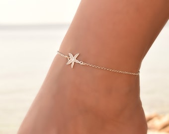 Starfish Anklet, Anklet, Delicate Anklet Bracelet, Sterling Silver Anklet Bracelet, Dainty Anklet Silver, Anklets for Women, Anklet Jewelry