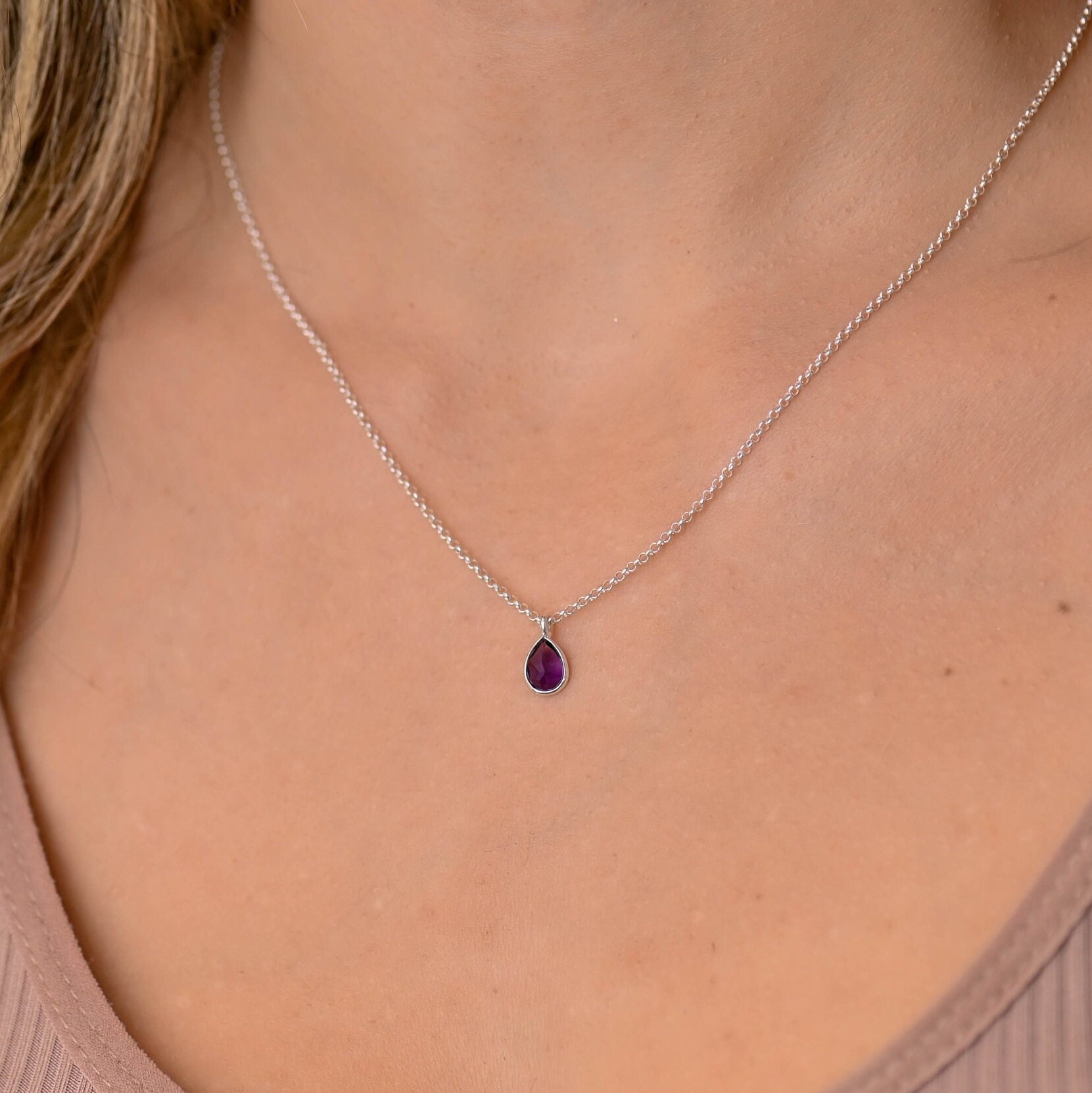 Simple Amethyst Necklace Amethyst Necklace Dainty Minimalist