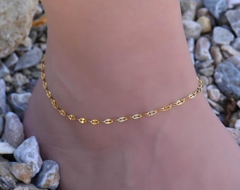 Bracelet de cheville délicat en plaqué or : bracelet de cheville chaîne minimaliste