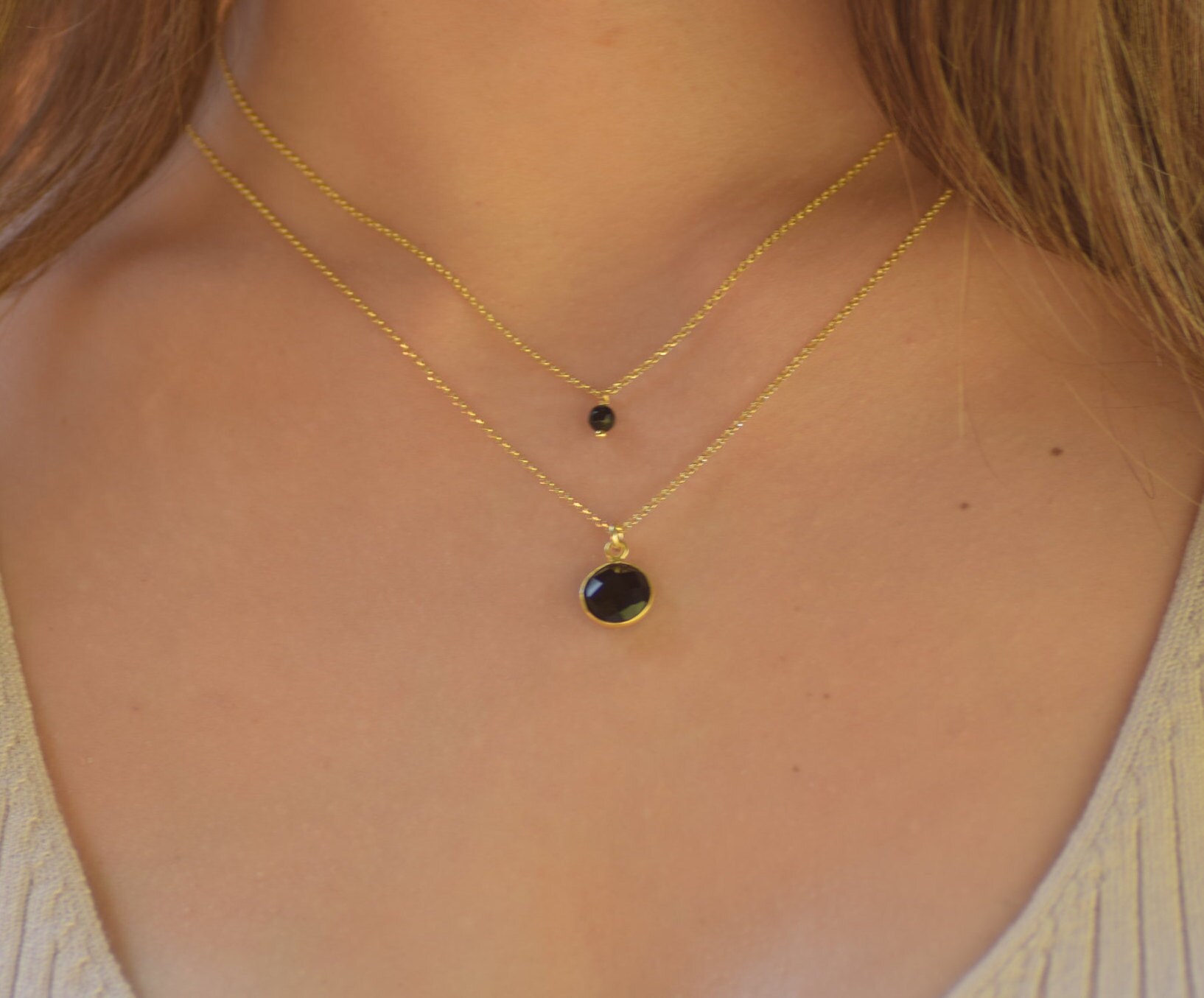 Vintage Onyx and Diamond Pendant Necklace 14K Gold - Ruby Lane