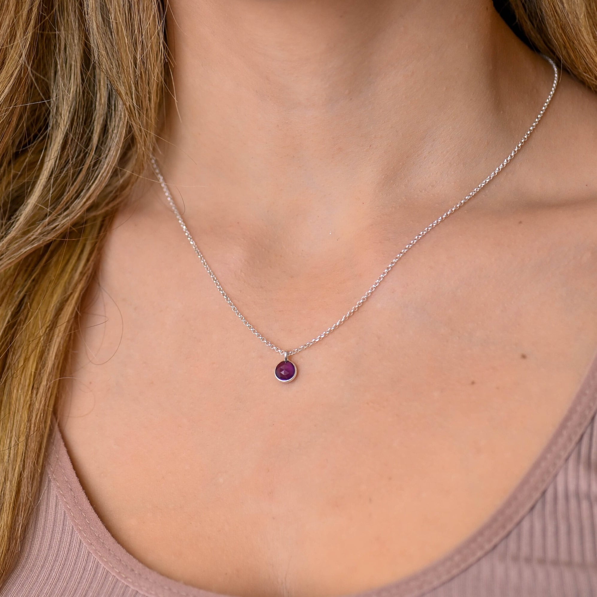 Black Onyx Necklace Women, Silver Necklaces for Women, Minimal 