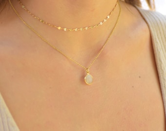 Dainty Layered Stone Necklace Set, Dainty Necklaces for Women, Gold Necklaces for Women, Moonstone Necklace, Boho Necklaces for Women