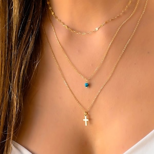 3 Layered Kreuz Halskette Set, Kreuz Halskette Frauen, Layered Gold Halsketten für Frauen, Multi Strang Halsketten, Layered Kreuz Halskette