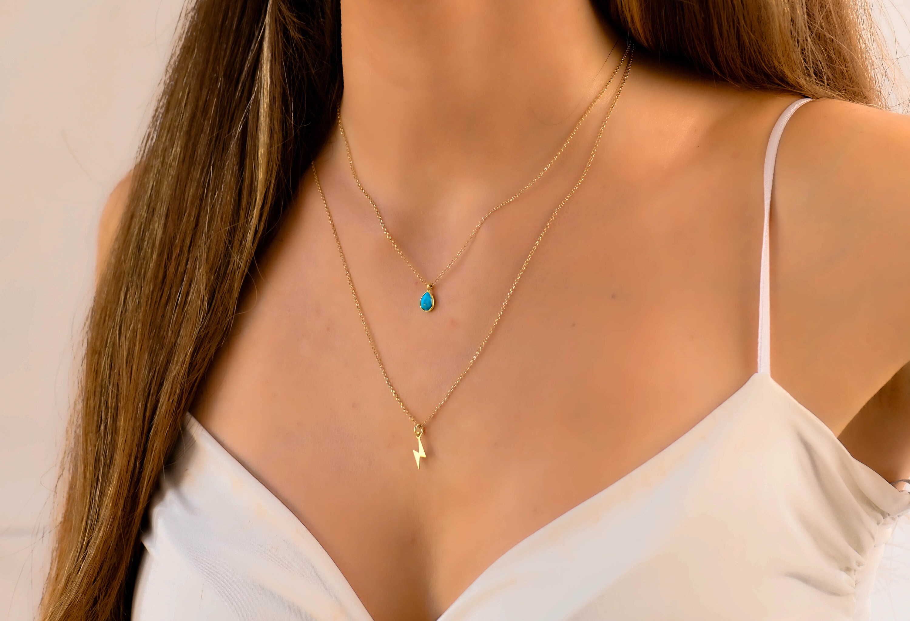 Gold double hotsell necklace set