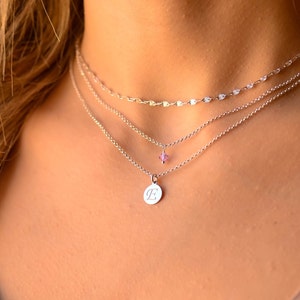 Multi Strand Layered Initial Necklace Set of 3, Layered Necklace, Layered Necklaces for Women, Dainty Necklace Set Silver Initial,