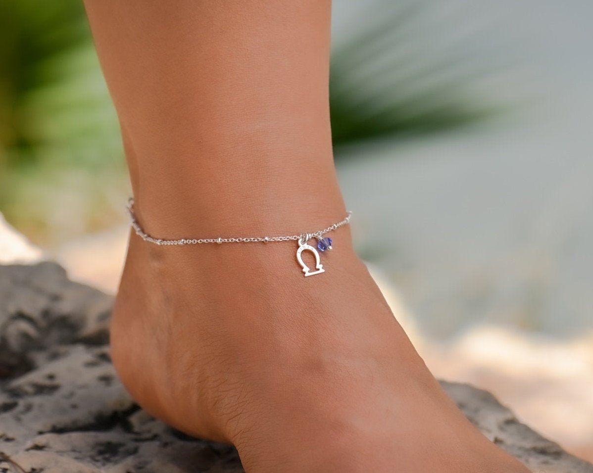 Libra Zodiac Sign Anklet, Ankle Bracelet, Birthstone Zodiac Anklet, Anklets  for Women, Sterling Silver Zodiac Anklet, Zodiac Jewelry - Etsy