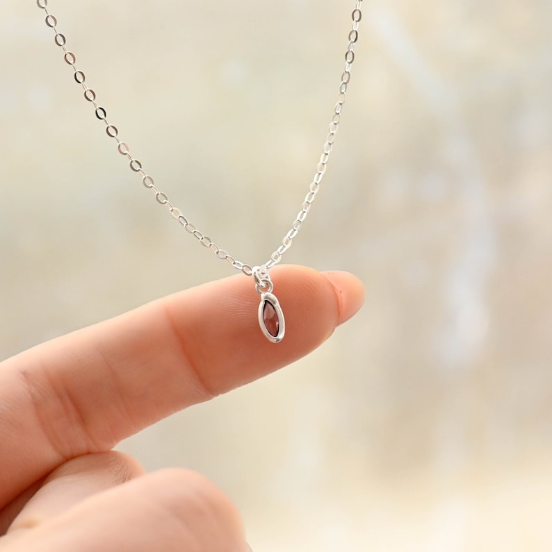 Extra Tiny Black Marquise CZ Necklace, 925 Sterling Silver Necklaces ...