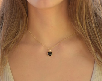 Dainty Black Onyx Necklace, Gold Necklaces for Women, Minimal Gold Necklace, Dainty Black Stone Necklace, Gemstone Necklace, Onyx Jewelry