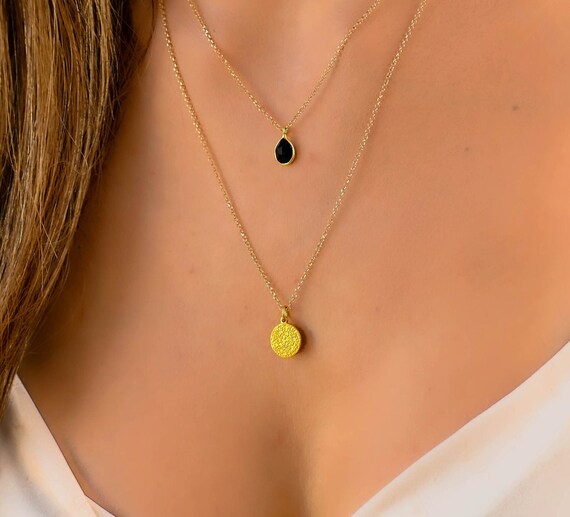 Gold double coin necklace deals