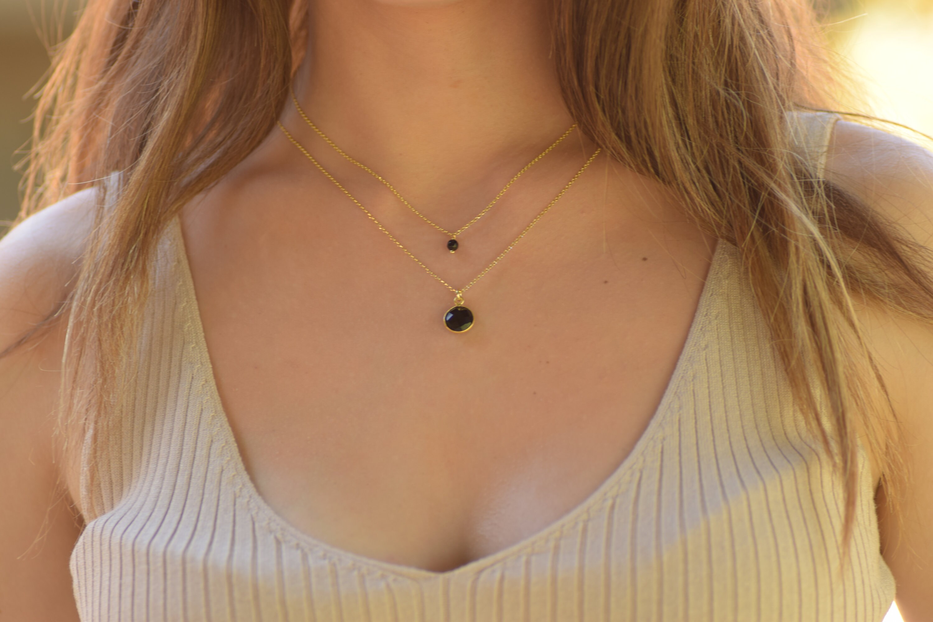 Black Onyx Necklace, Gold Necklaces for Women, Black Stone