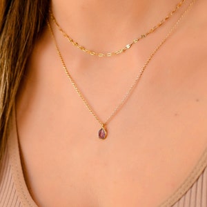 Dainty Amethyst Necklace, Dainty Layered Gold Necklace Set, Gold Necklaces for Women, Boho Necklace, Double Layer Necklace