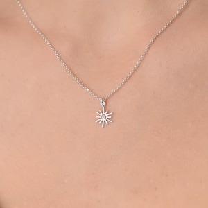 Dainty Simple Sun Sterling Silver Pendant Necklace, Dainty Silver Necklace, Sterling Silver Necklaces for Women