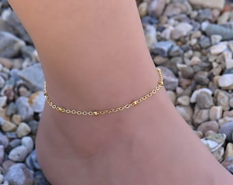 Minimal Dainty Gold Anklet, Anklet, Gold Anklets for Women, Gold Chain Ankle bracelets for Women, Minimal Gold Anklet, Minimal Gold Jewelry