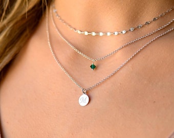 Layered Initial Necklace Set, Silver Layered Necklace, Stacked Necklace Set, Necklaces for Women, Dainty Necklace Set Silver