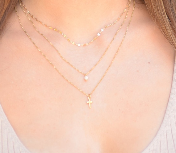 Layered Cross Necklace Set Cross Necklace Women Dainty Layered Necklace Gold Multi Strand Necklace Dainty Necklaces for Women Etsy