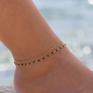 Dainty Layered Gold Chain Anklet Set, Ankle Bracelet, Gold Boho Anklets for Women, Ankle Bracelets for Women, Summer Jewelry Set