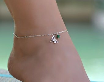 Dragonfly Anklet, Sterling Silver Anklet, Dragonfly Ankle Bracelet, Anklets for Women, Sterling Silver Ankle Bracelet, Dragonfly Jewelry