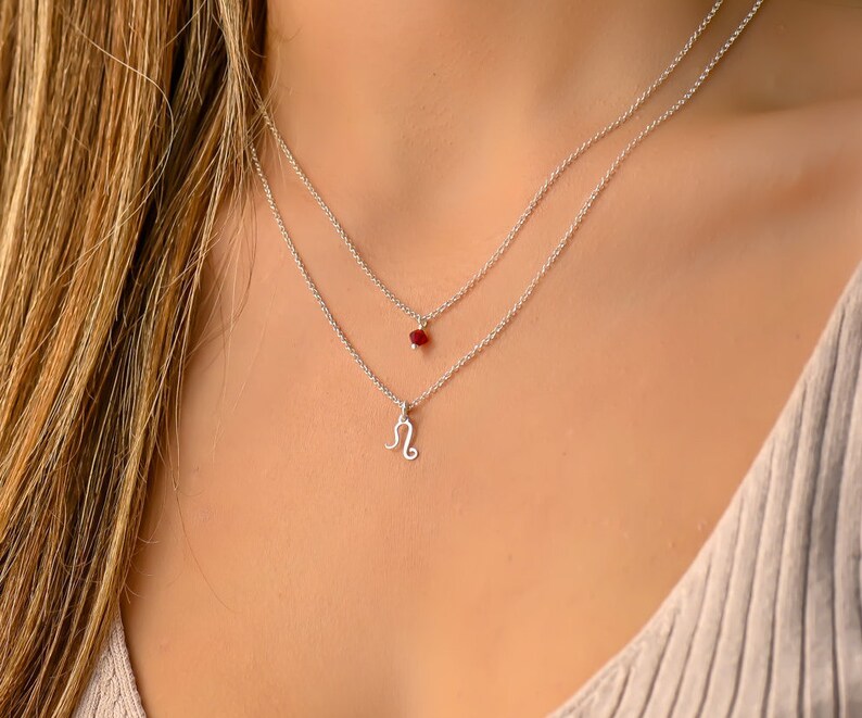 Sagittarius Zodiac Sign Necklace Dainty Layered Birthstone Silver Necklace Double Necklaces for Women Layered Necklace Set Silver