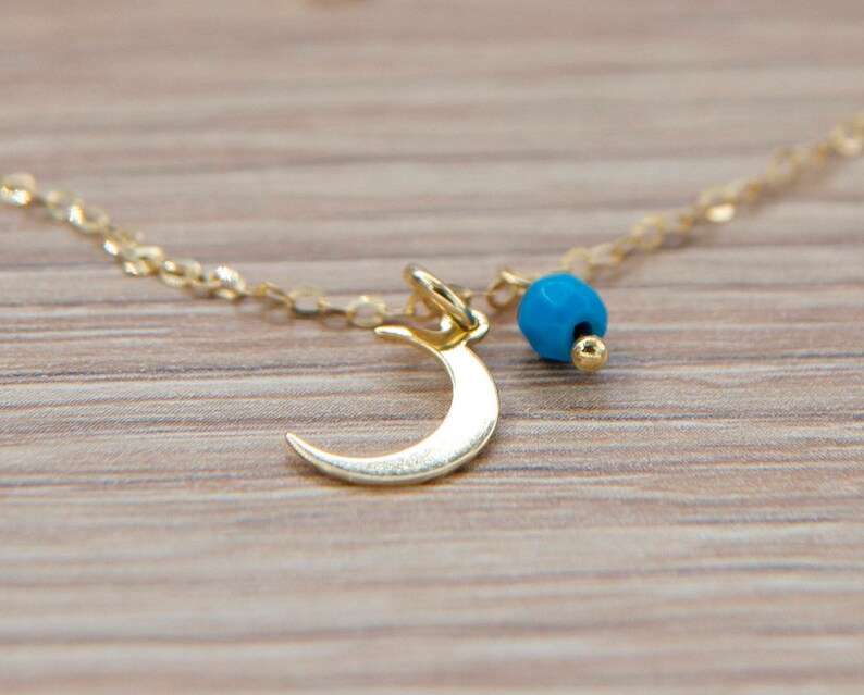 Moon Necklace Minimal Necklace Gold Moon Necklace Moon Turquoise Necklace Celestial Jewelry Simple Gold Necklace Tiny Moon Necklace