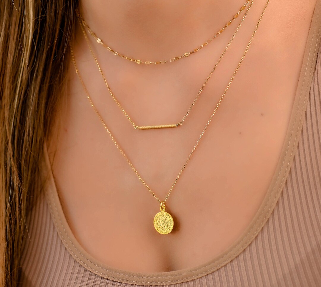 Layered Gold Coin Necklace Set, Multi Strand Necklaces, Layered ...
