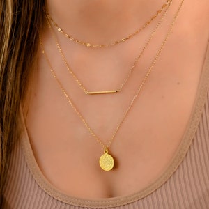 Juego de collar de monedas de oro en capas, collares de múltiples hebras, collares en capas para mujeres, collares boho para mujeres, collar de triple capa