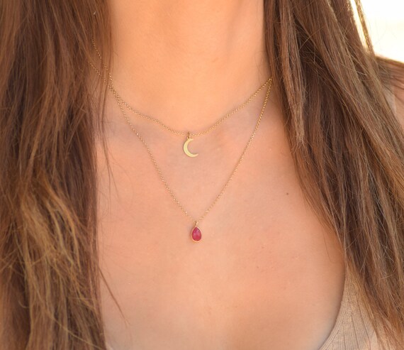 Layered Moon Necklace Set, Gold Necklaces for Women, Dainty