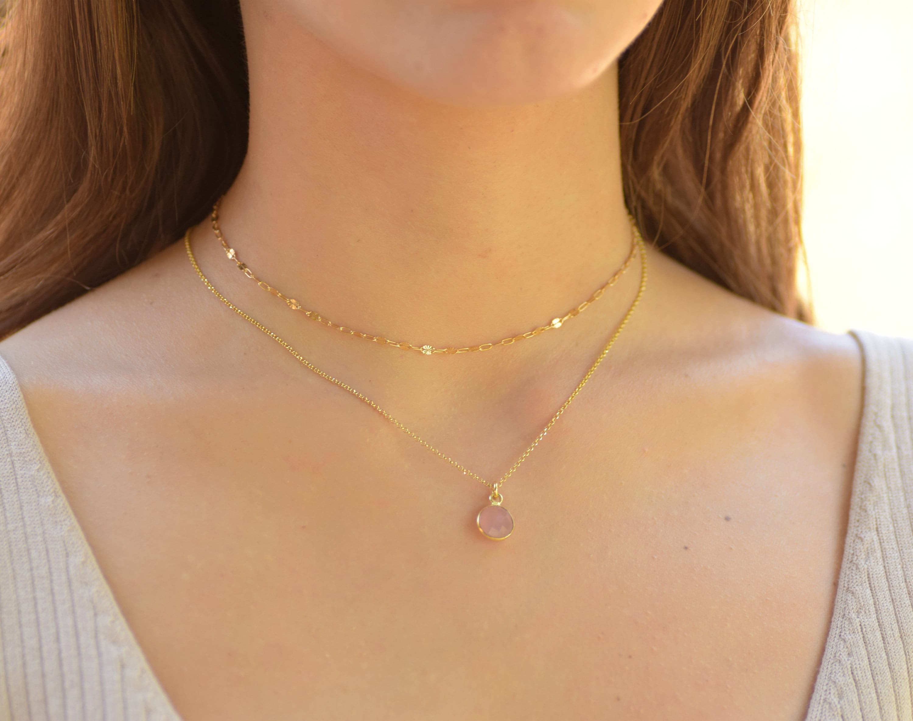 Rose quartz 2024 layered necklace