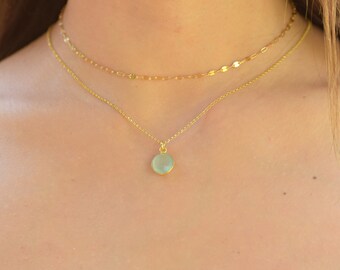 Layered Aquamarine Necklace Set, Layered Gold Necklace Set, Boho Necklace Set, Dainty Layering Necklace, Necklaces for Women