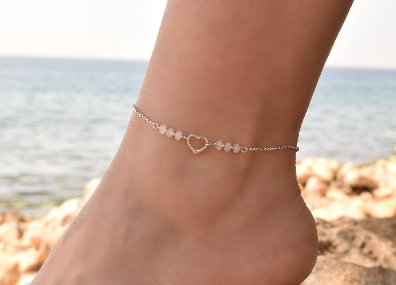 Heart Anklet Anklet Ankle Bracelet for Women Sterling Silver