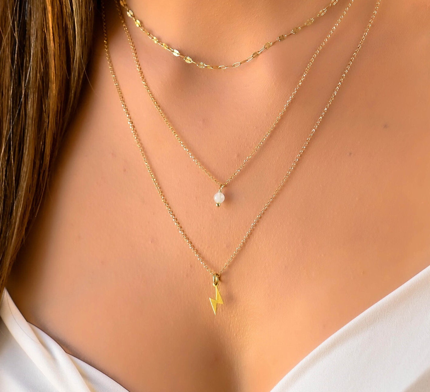 Collana Lunga Multistrato Vintage Boho – 4 Giri Con Ciondolo Luna E Elefante, In Lega, Gioiello Donna Stile Etnico E Zingaro