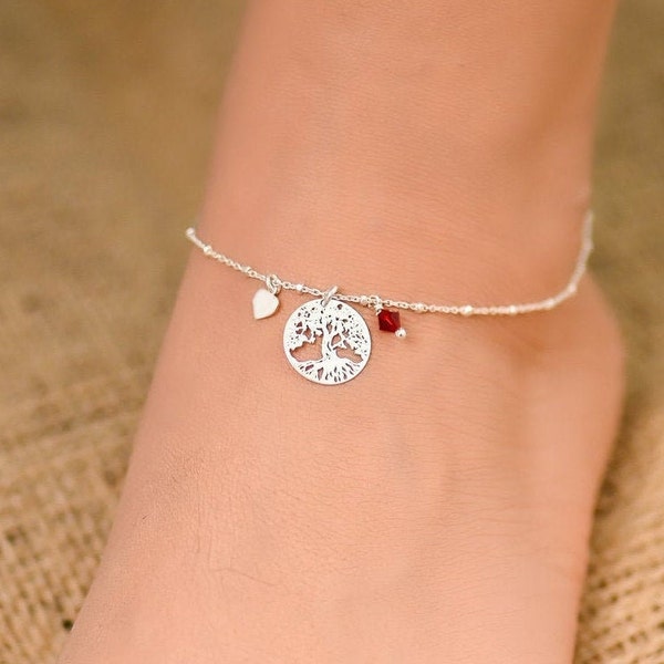 Tree of Life Anklet, Silver Anklets for Women, Anklet, Boho Anklets for Women, Ankle Bracelet for Women, Tree of Life Jewelry