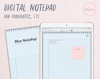 Digital NotePad | Blue paper lined Note Pad | Digital Notebook | To-Do | GoodNotes Notability | Hyperlink index page | Instant Download