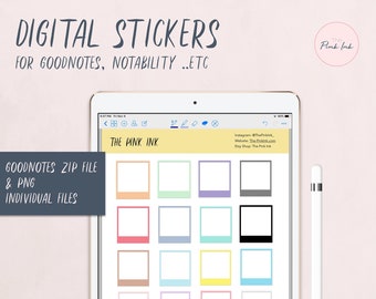 Frame Digital Stickers | Stickers Pack | PNG Individual files | GoodNotes zip file | Image Pack Transparent | Instant Download