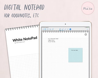 Digital NotePad | White paper Grid Note Pad | Digital Notebook | To-Do | GoodNotes Notability | Hyperlink index page | Instant Download,