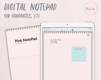 Goodnotes NotePad Pink paper lined Note Pad Digital Notebook digital notepad GoodNotes Notability Hyperlink Notebook Instant Download