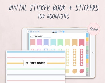 Digital Sticker Book Planner for Goodnotes, Pre-cropped Stickers, DigiBujo Hyperlink Notebook, iPad Tablet, Sticker Album, Instant Download