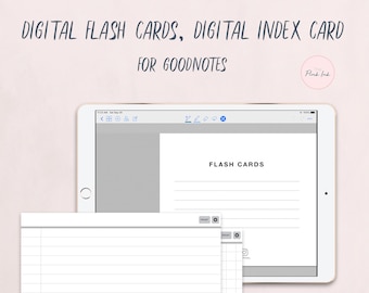 Grey Digital Flash Cards, hyperlinks, Flash cards for Goodnotes, index card, Digital Study cards, Student study cards, Instant Download