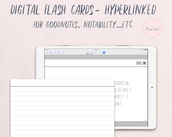 Digital Flash Cards, hyperlinks, Flash cards for Goodnotes, index card, Digital File, Study cards, Student study cards, Instant Download