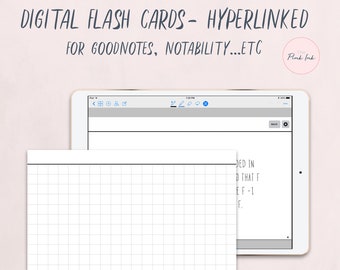 Digital Flash Cards, hyperlinks, Flash cards for Goodnotes, index card, Digital File, Study cards, Student study cards, Instant Download