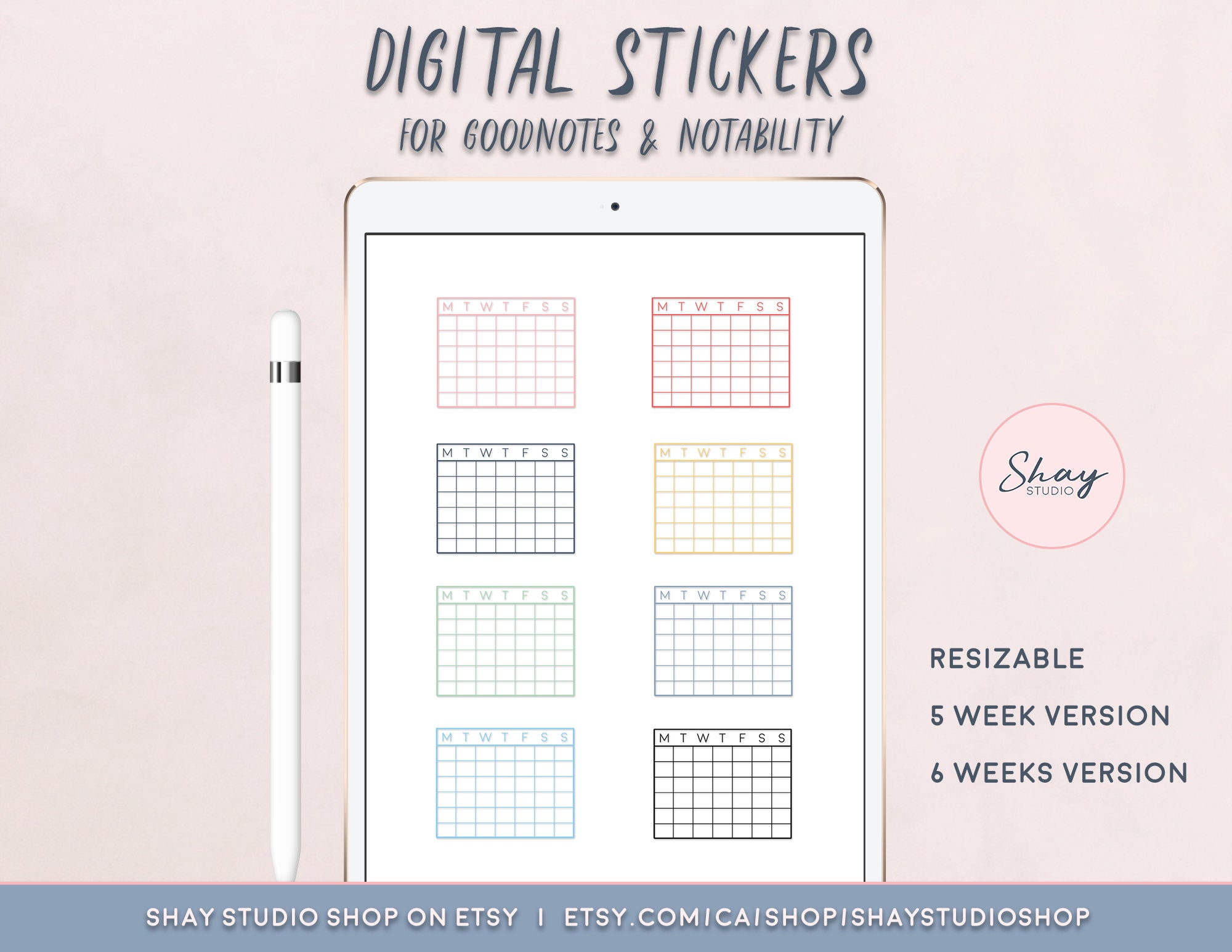 Digital Calendar Stickers for Goodnotes Calendar Stickers Etsy Canada