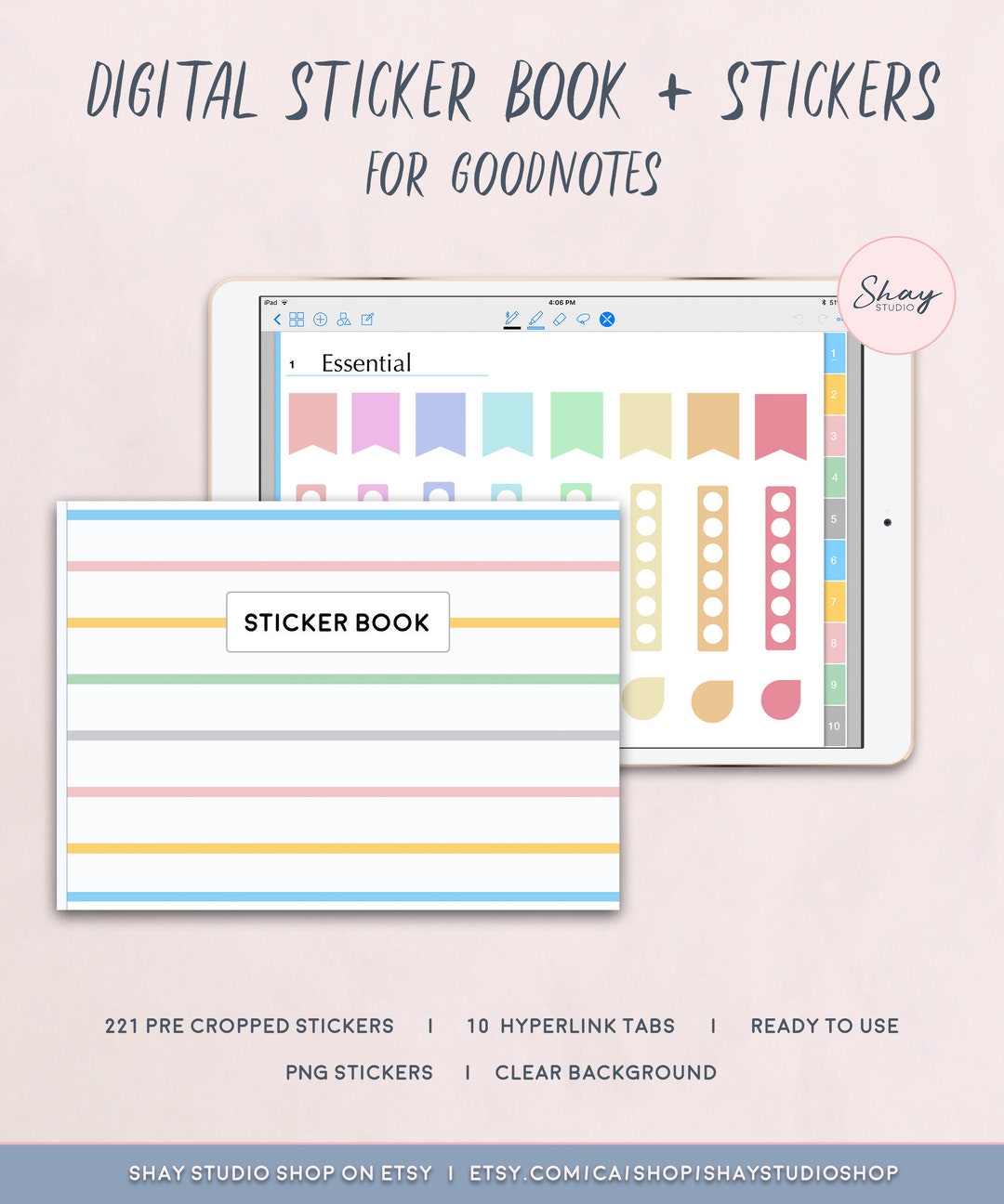 Digital Sticker Book Planner for Goodnotes, Pre-cropped Stickers ...
