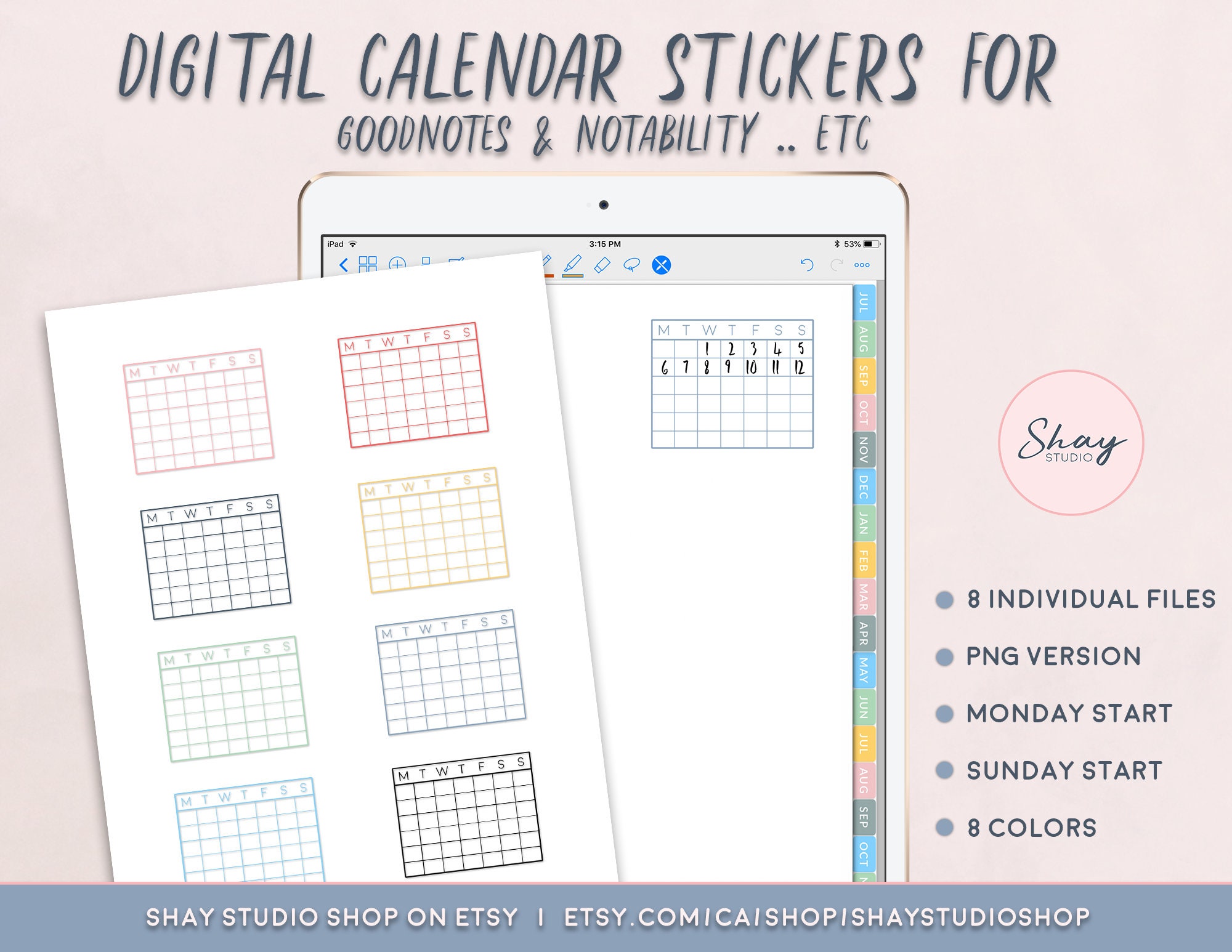 Digitale agenda Stickers voor GoodNotes kalender stickers - Etsy Nederland